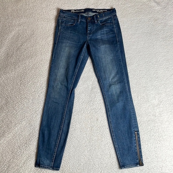 Madewell Skinny Skinny Ankle Jeans Zipper Dark Wash Bottom Size 24 x 28 - Picture 3 of 11